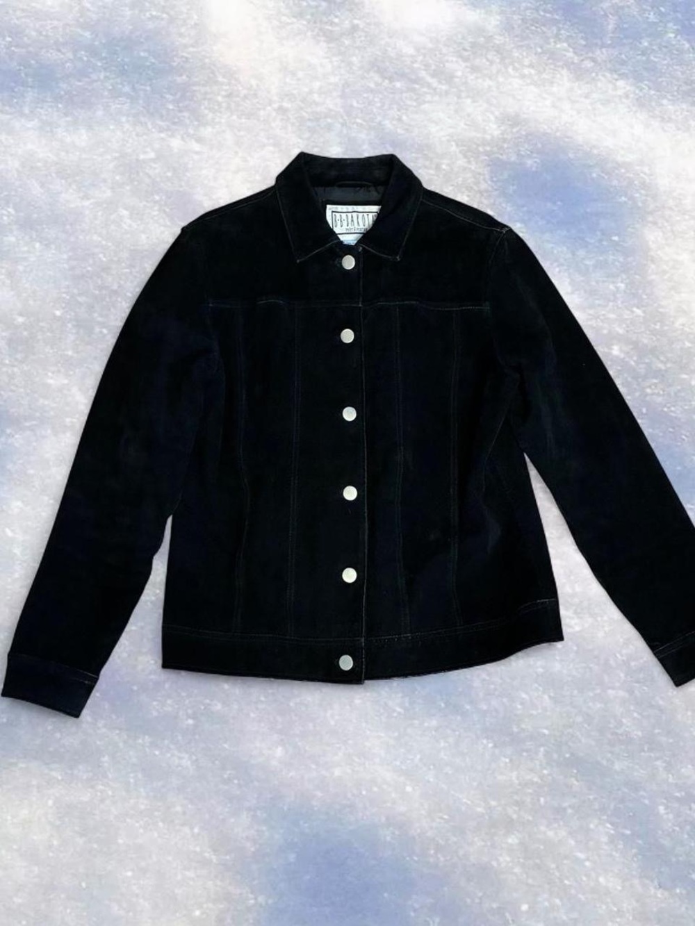 Vintage 90s/Y2K Black suede trucker-style/grunge girl jacket.